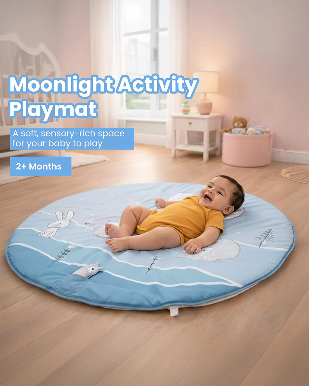 nuluv Moonlight Activity Playmat-With Mirror, Crinkle & Rattle-Soft & Breathable-2M+ - Image 3