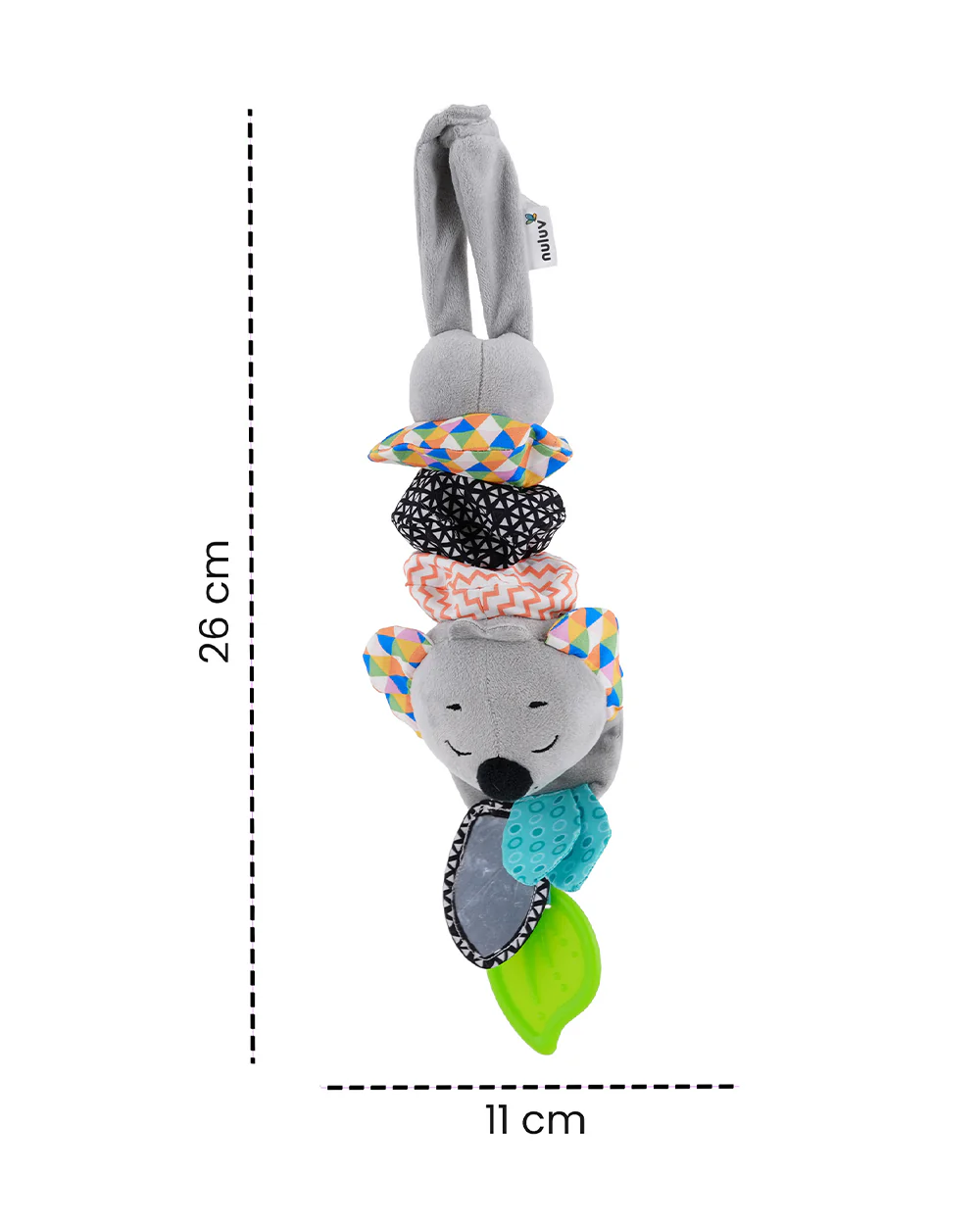 nuluv Musical Koala-Soft Toy-With Teether, Crinkle Sound & Fun Mirror for Self-recognition-Baby Sensory Stroller Toy-3M+ - Image 2