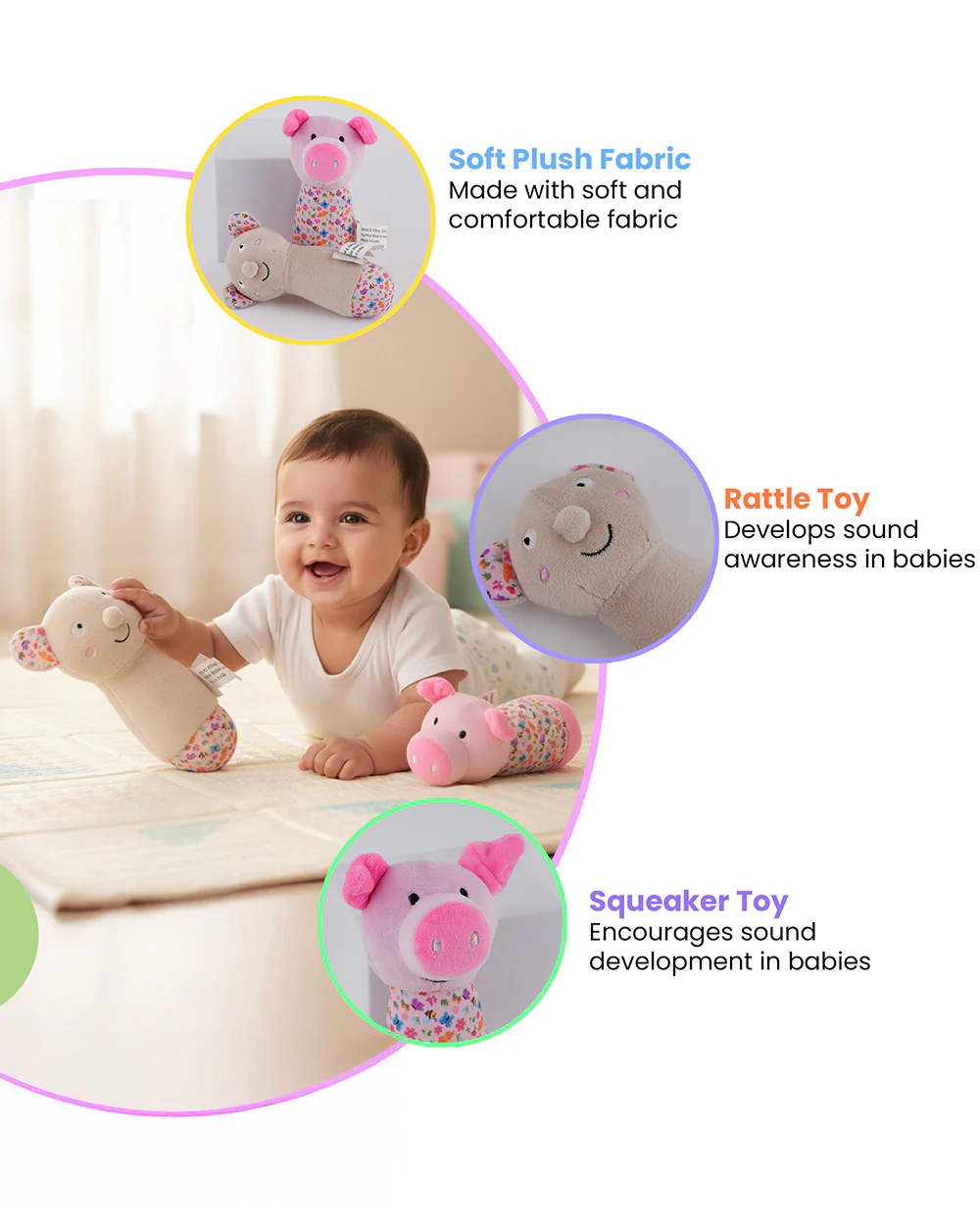 nuluv Sensory Buddies-Rattle Toy-With Squeaker-Pack of 2-3M+ - Image 7