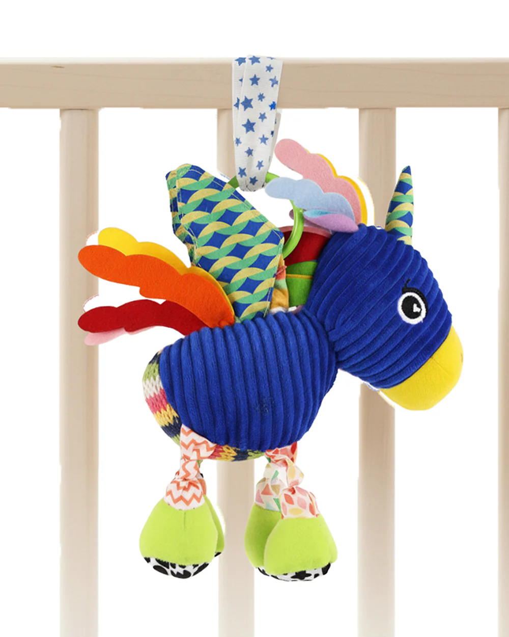 nuluv Sparkly Unicorn Rattle Toy with Crinkle Sound-Easy Attachment with Stroller & Crib-For 3M+ - Image 7