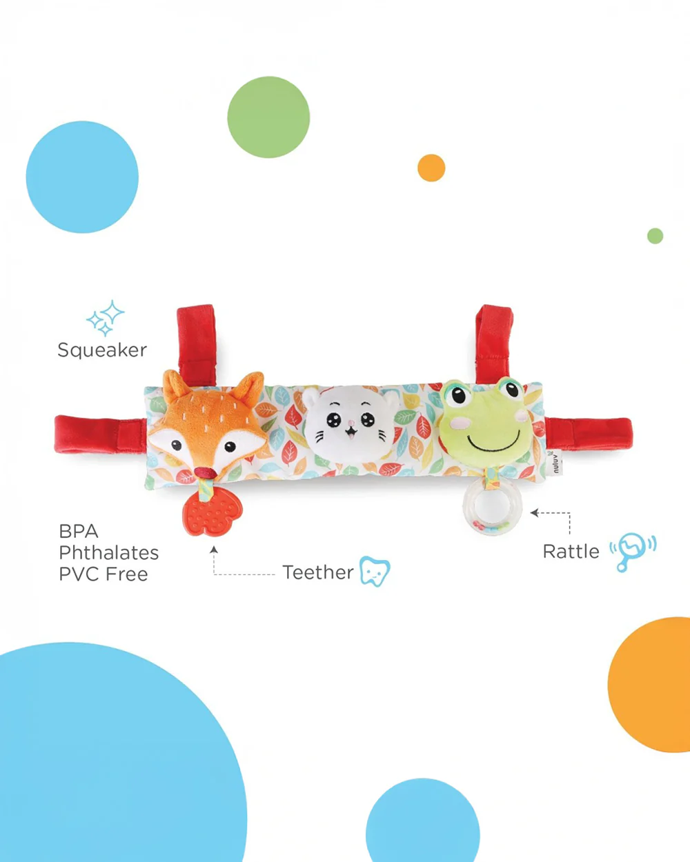 nuluv Stroller Cot Rattle Teether Toy-Easy Attachment with Stroller & Crib-For Infants - Image 3
