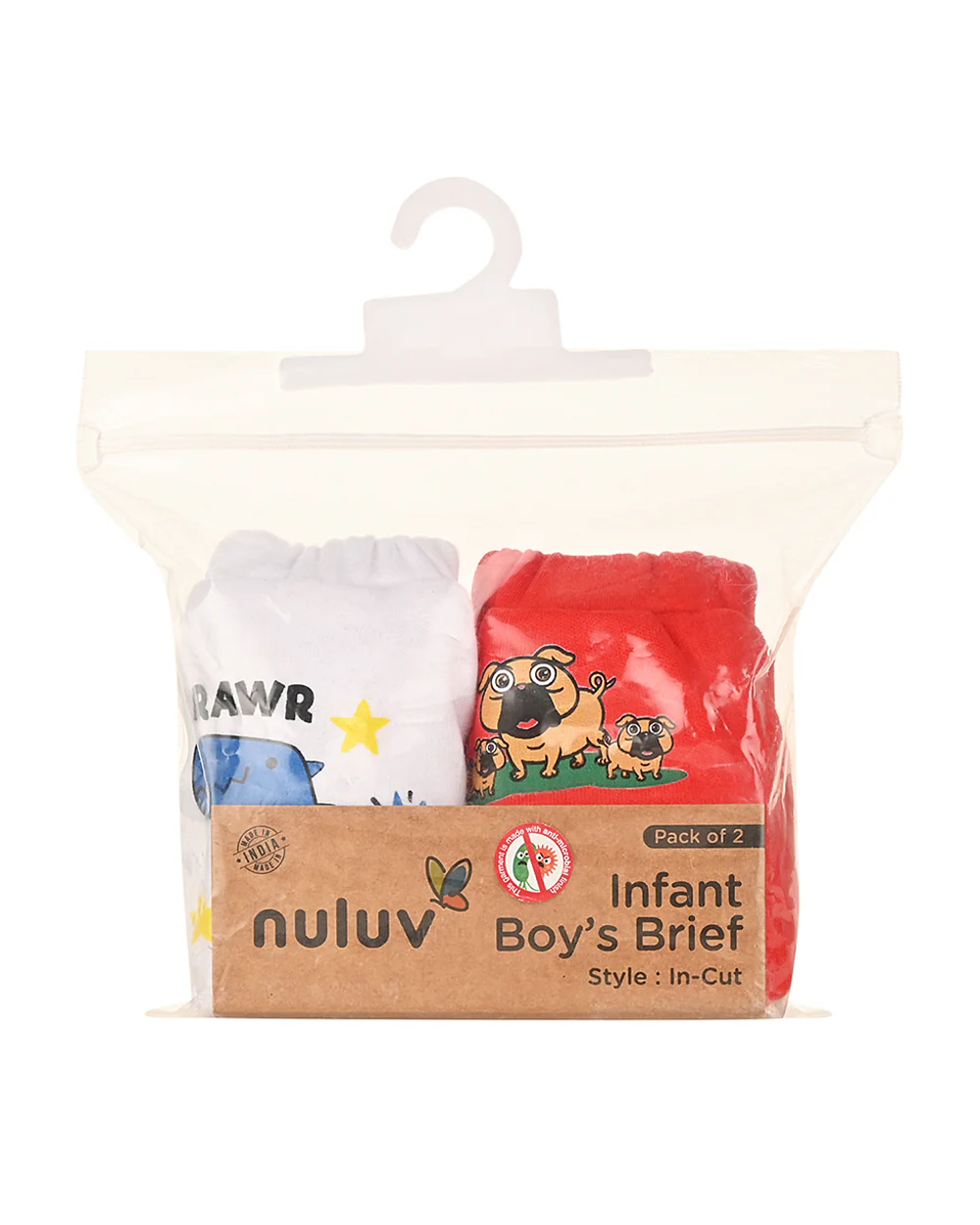 nuluv White & Red Briefs-Cotton-Other Prints-Pack of 2-For Infants - Image 6