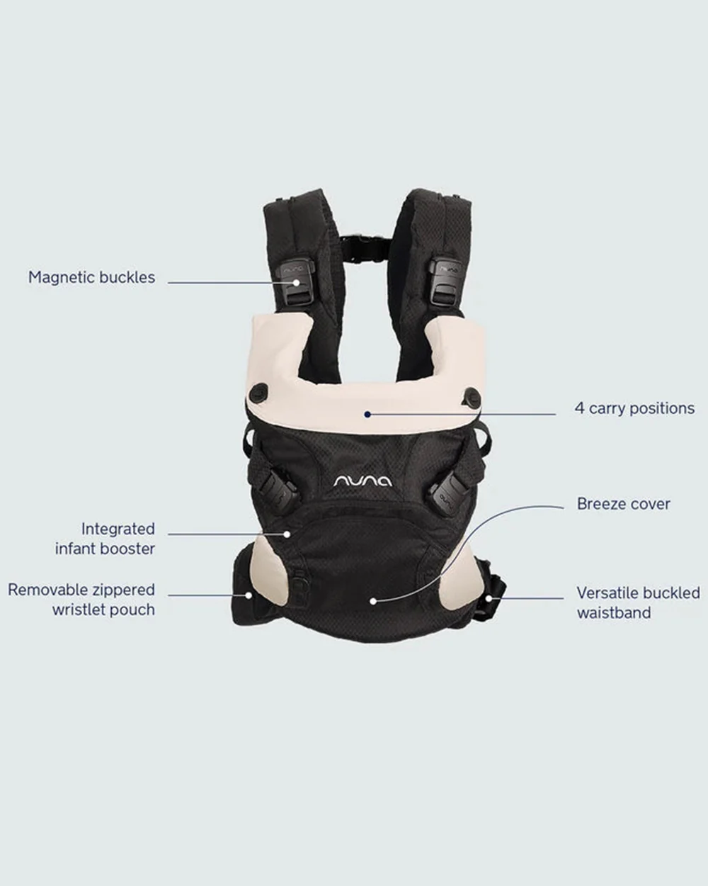 Nuna Cudl Clik Baby Carrier-4 Carry Positions-Innovative Leg Openings-For 0 to 3Y (Upto 16Kg)-Caviar - Image 6