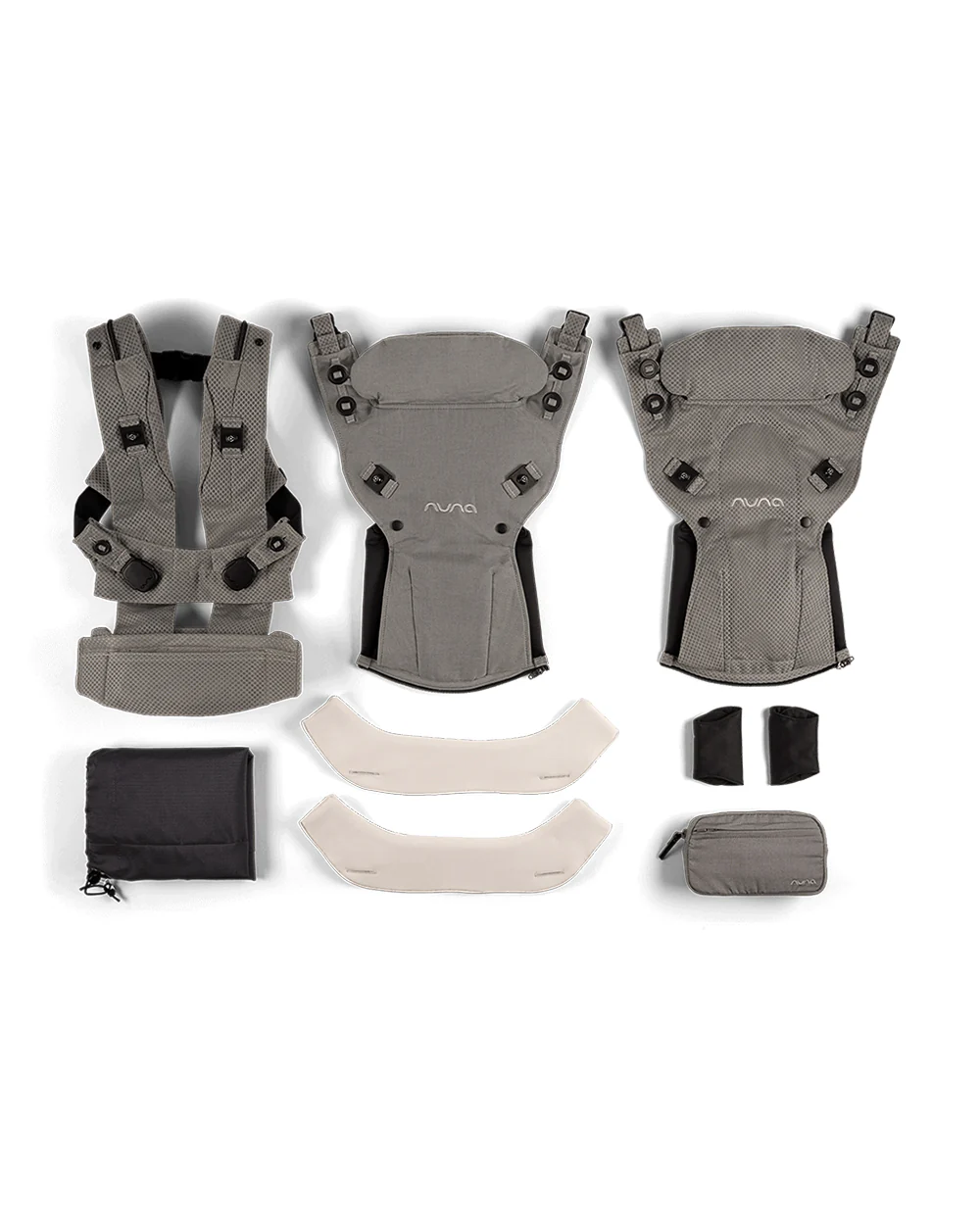 Nuna Cudl Deux Baby Carrier-4 Carrying Positions-Interchangeable Mesh & Cotton Panels For All Weather Comfort-Includes Storage Bag, 2 Bibs, Wristlest Pouch & Harness Covers-For 0 to 3Y (3.5 to 16 Kg)-Shadow - Image 3