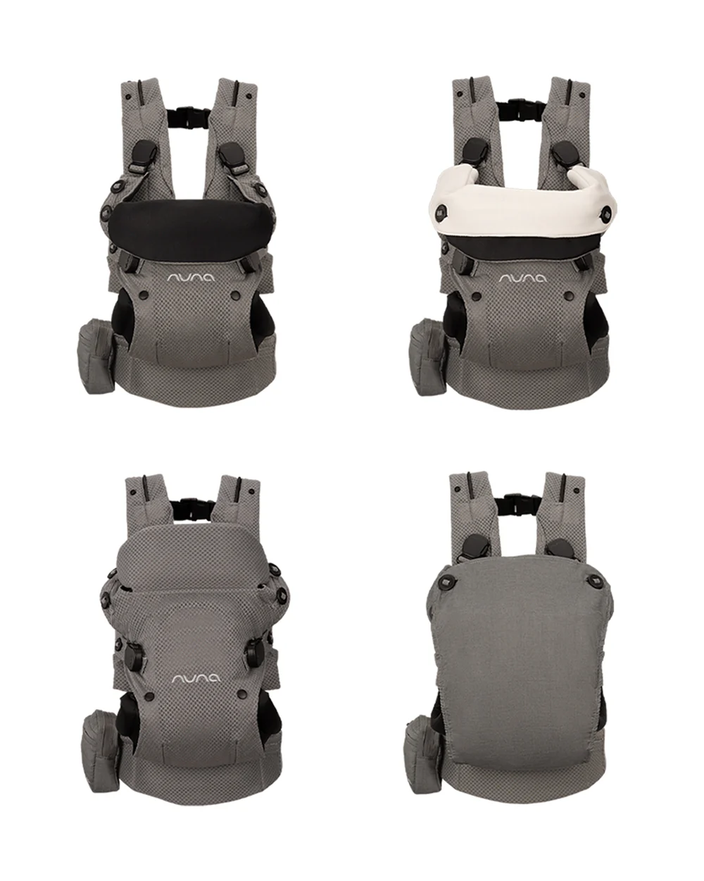 Nuna Cudl Deux Baby Carrier-4 Carrying Positions-Interchangeable Mesh & Cotton Panels For All Weather Comfort-Includes Storage Bag, 2 Bibs, Wristlest Pouch & Harness Covers-For 0 to 3Y (3.5 to 16 Kg)-Shadow - Image 5