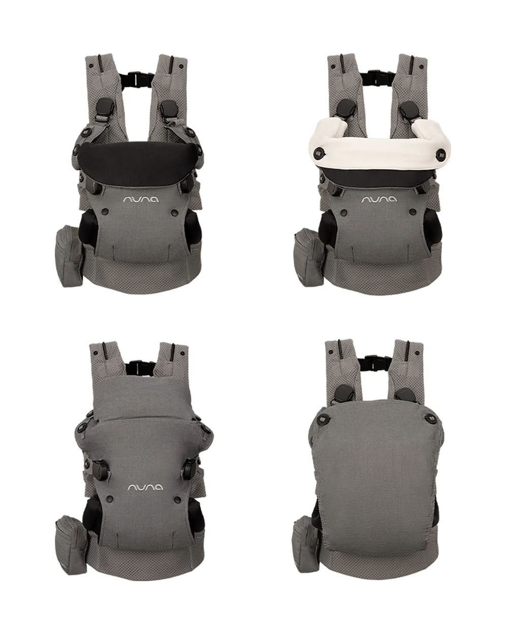 Nuna Cudl Deux Baby Carrier-4 Carrying Positions-Interchangeable Mesh & Cotton Panels For All Weather Comfort-Includes Storage Bag, 2 Bibs, Wristlest Pouch & Harness Covers-For 0 to 3Y (3.5 to 16 Kg)-Shadow - Image 6