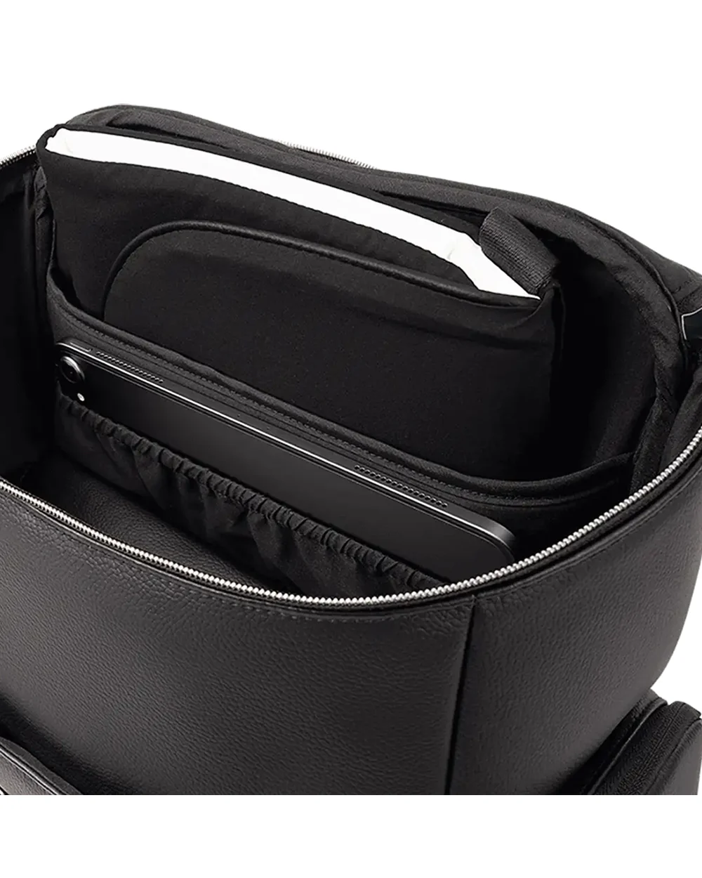 Nuna Essential Diaper Bag-Backpack-Changing Pad With Magnetic Closure-Removable Toiletry Pouch-Back Pocket Unzips Into Trolley Sleeve-Caviar - Image 10