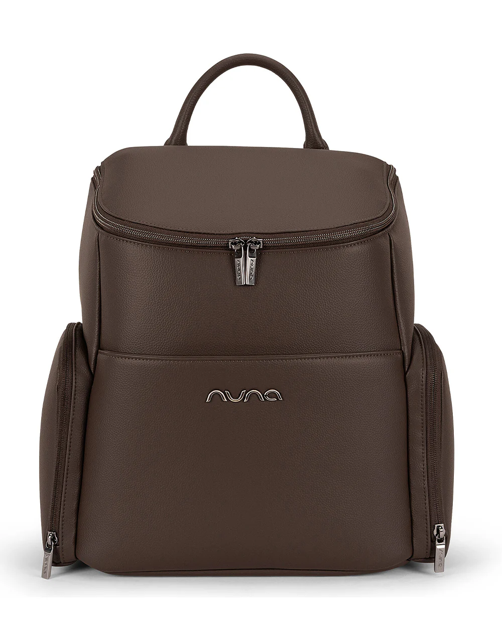 Nuna Essential Diaper Bag-Backpack-Changing Pad With Magnetic Closure-Removable Toiletry Pouch-Back Pocket Unzips Into Trolley Sleeve-Cocoa