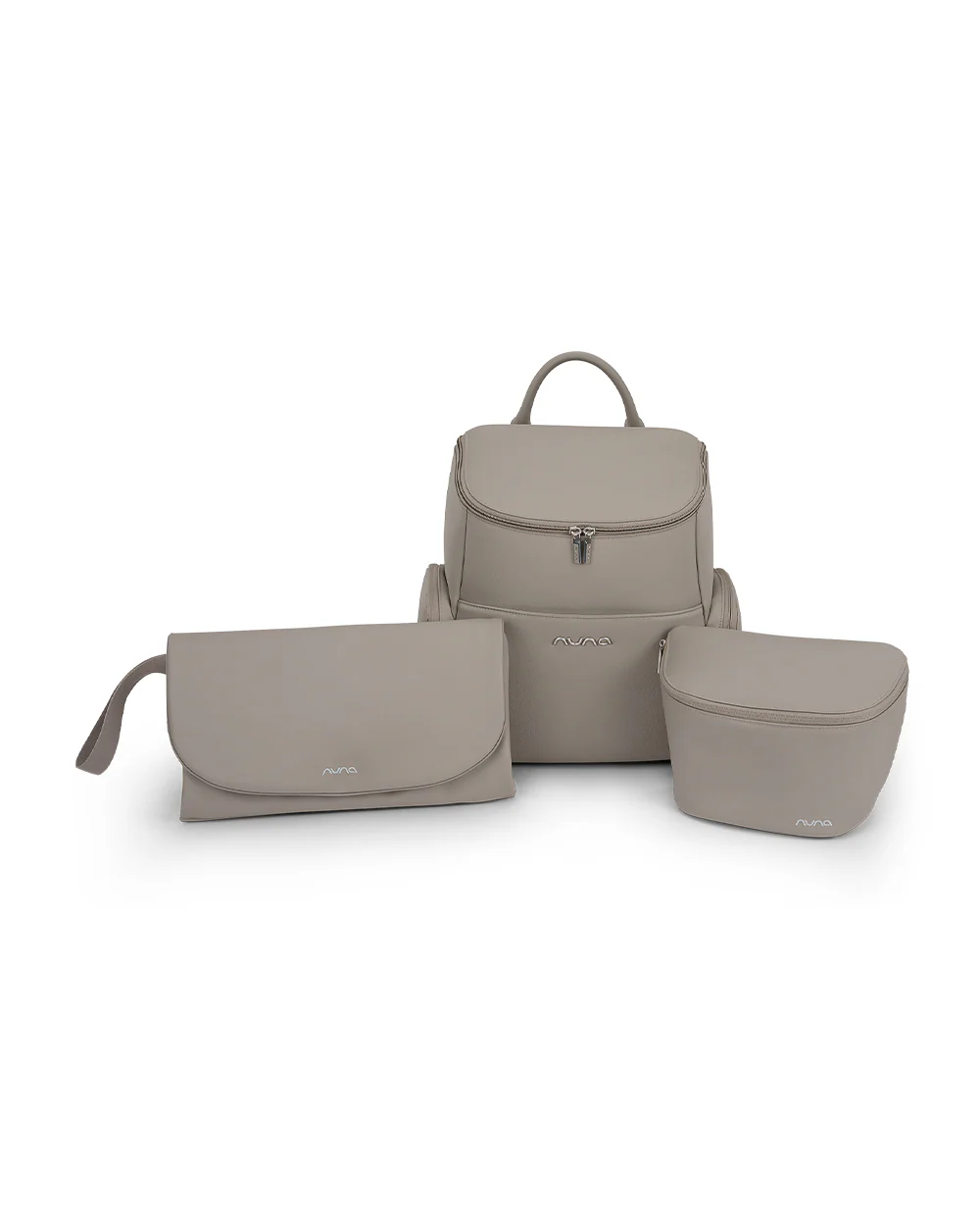 Nuna Essential Diaper Bag-Backpack-Changing Pad With Magnetic Closure-Removable Toiletry Pouch-Back Pocket Unzips Into Trolley Sleeve-Taupe - Image 10