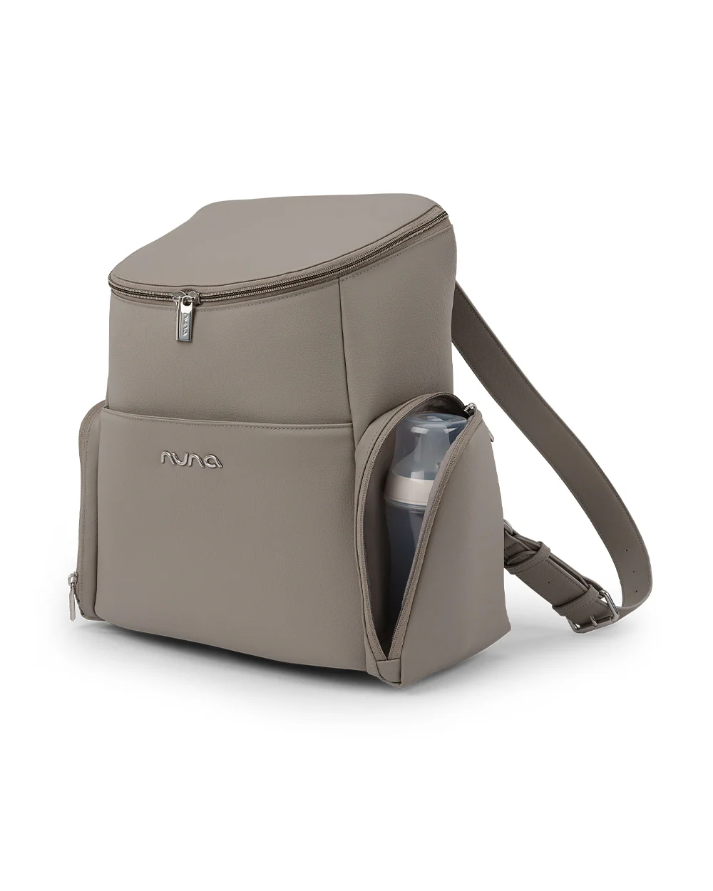 Nuna Essential Diaper Bag-Backpack-Changing Pad With Magnetic Closure-Removable Toiletry Pouch-Back Pocket Unzips Into Trolley Sleeve-Taupe - Image 15