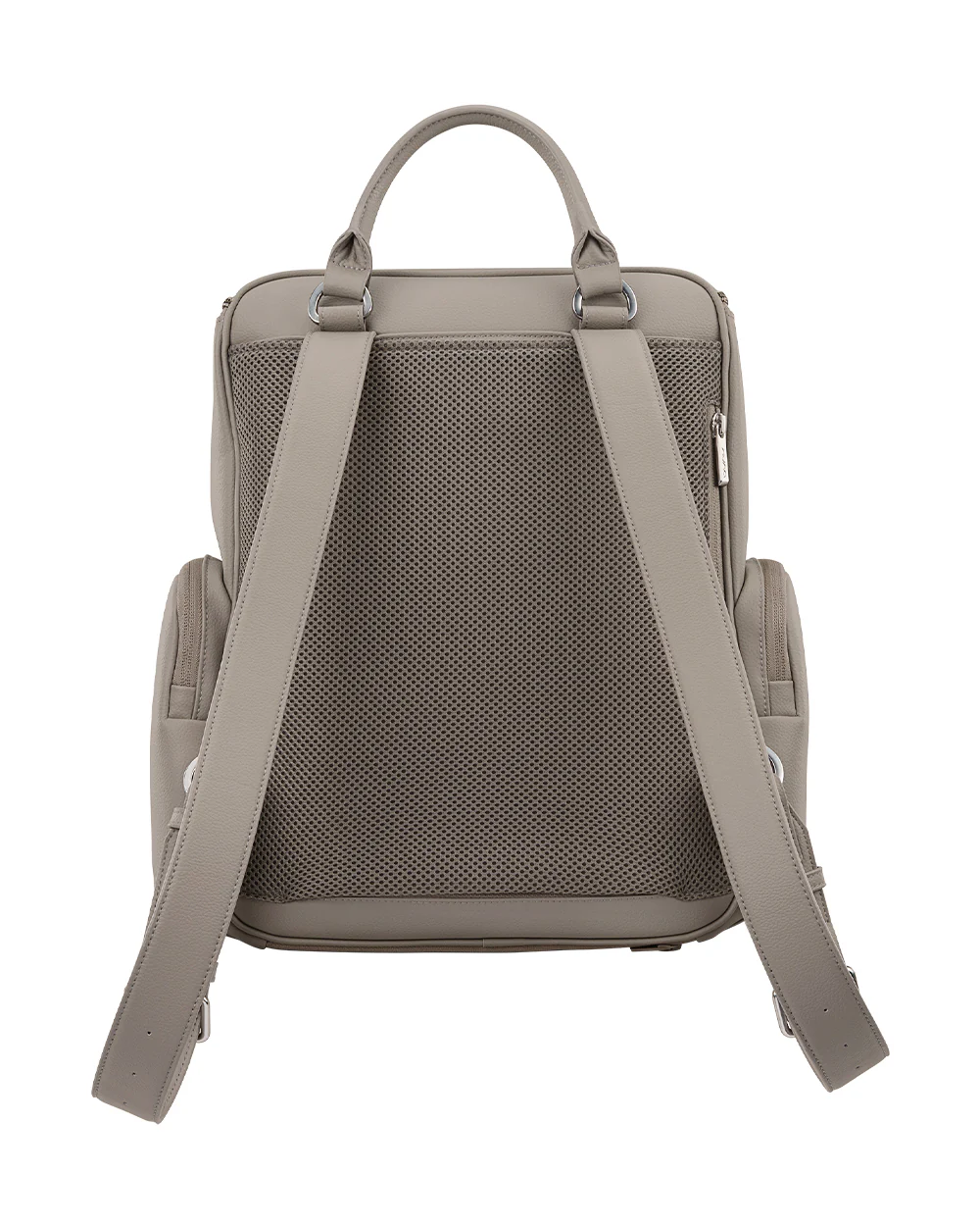 Nuna Essential Diaper Bag-Backpack-Changing Pad With Magnetic Closure-Removable Toiletry Pouch-Back Pocket Unzips Into Trolley Sleeve-Taupe - Image 3