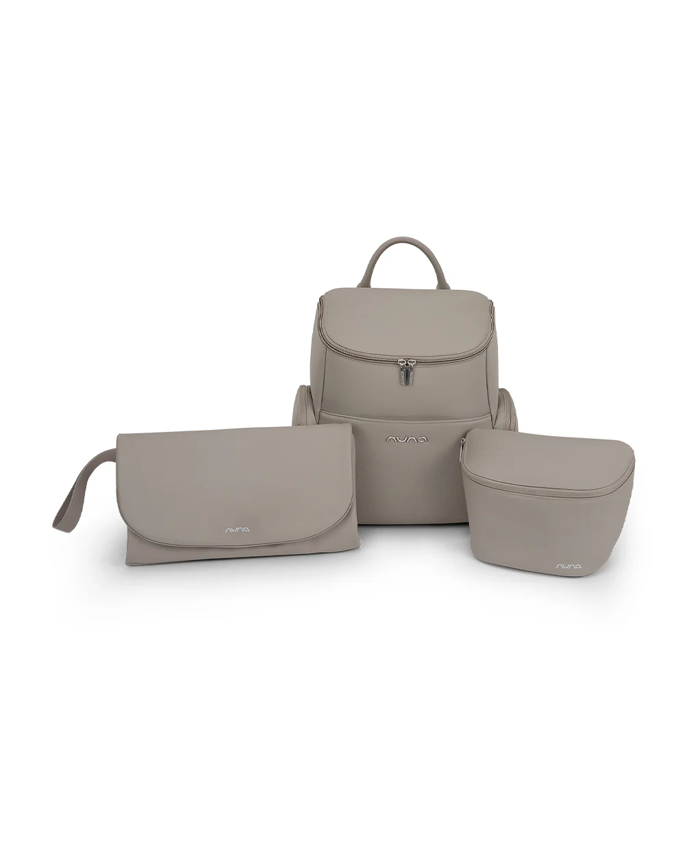 Nuna Essential Diaper Bag-Backpack-Changing Pad With Magnetic Closure-Removable Toiletry Pouch-Back Pocket Unzips Into Trolley Sleeve-Taupe - Image 4