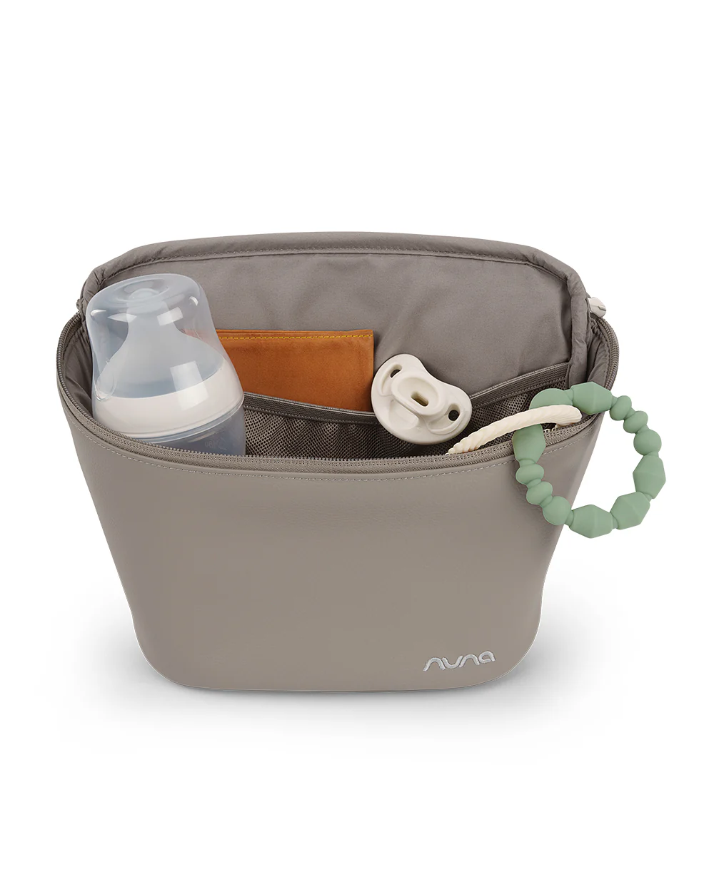 Nuna Essential Diaper Bag-Backpack-Changing Pad With Magnetic Closure-Removable Toiletry Pouch-Back Pocket Unzips Into Trolley Sleeve-Taupe - Image 8