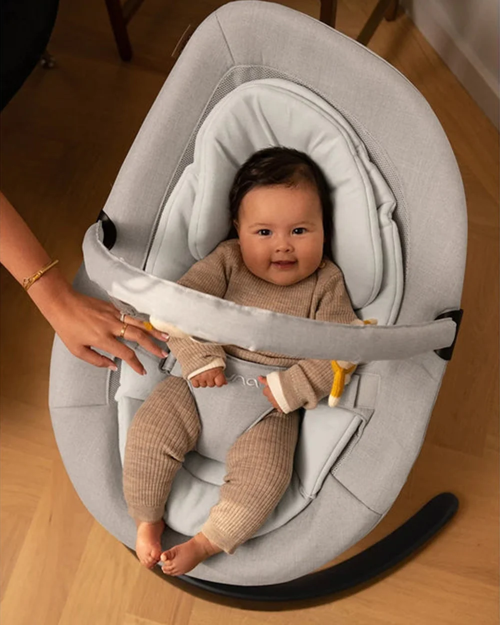 Nuna Leaf Grow Baby Bouncer-Organic Jersey Knit Cotton Insert-3 Ergonomic Recline Positions-With Toy Bar-2 Years Warranty-For Infants-Driftwood - Image 11
