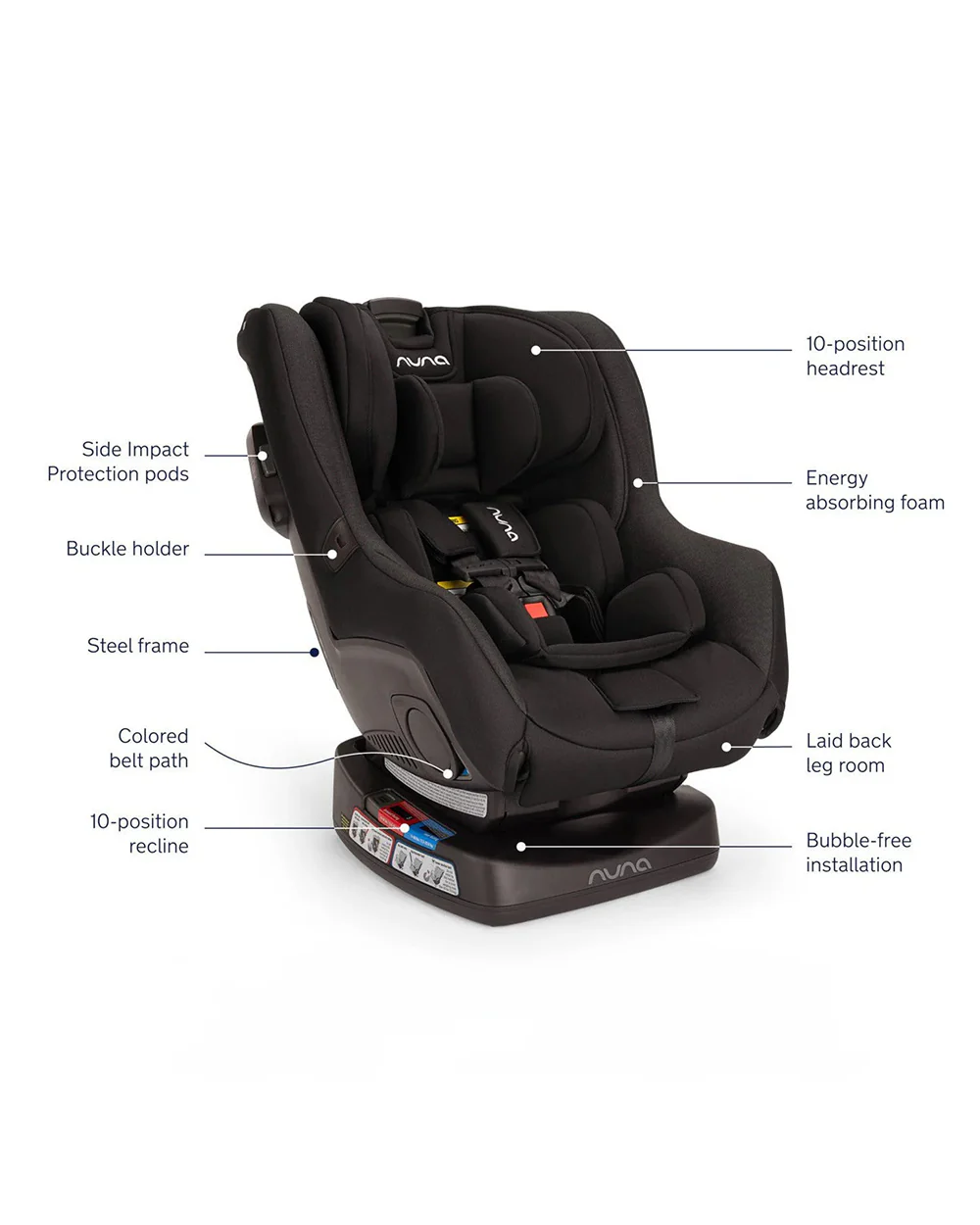 Nuna Rava Baby Car Seat-Convertible (Front & Rear Facing)-FAA Certified-10 Positions Recline-With Advanced Safety Technology-2 Years Warranty-For 0 to 7Y (Upto 30Kg)-Riveted - Image 6