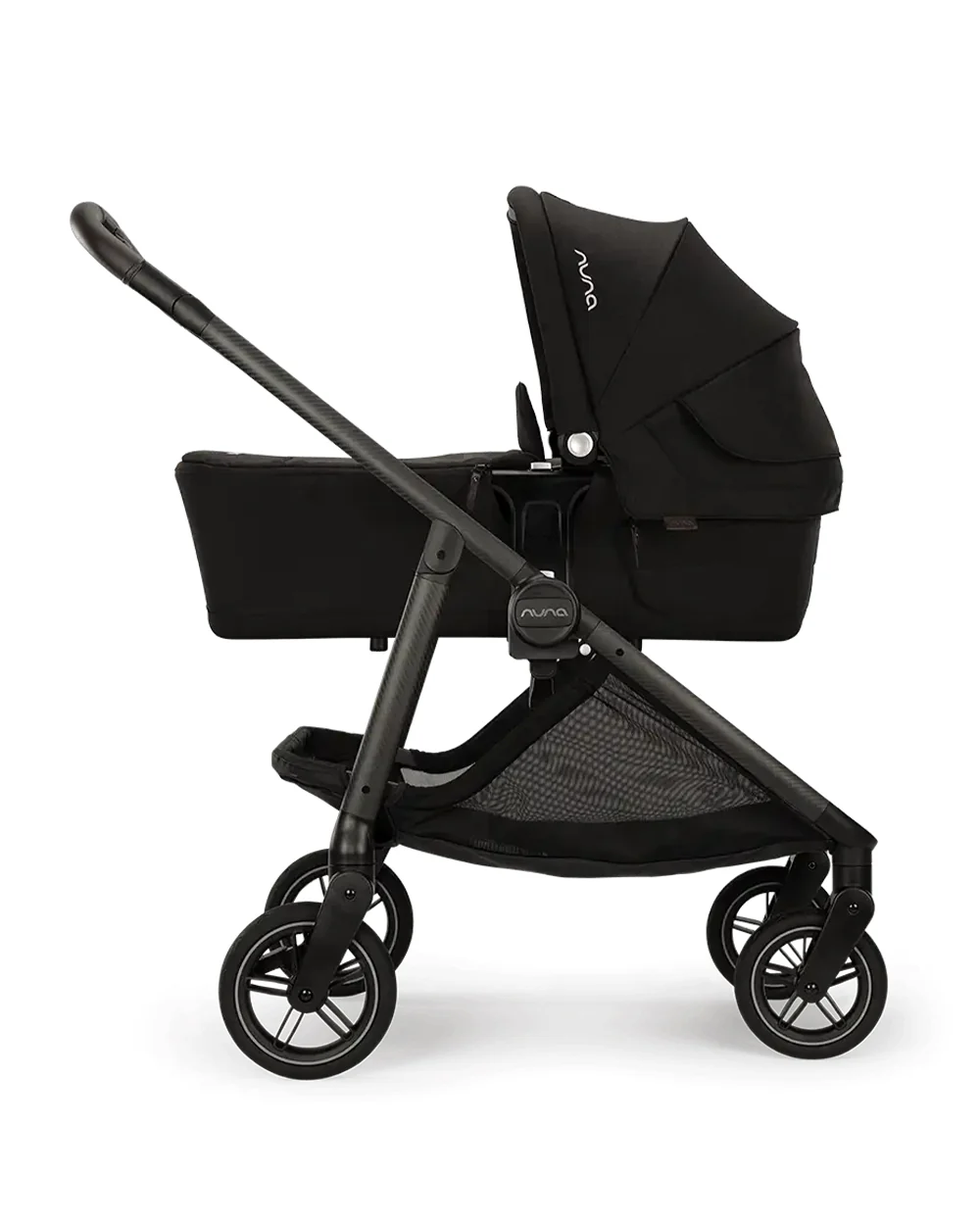 Nuna Swiv Baby Stroller-All Wheel 360 Degree Rotation-3 Positions Adjustable Parent Handle Bar-One Hand Fold-Travel System Compatible-Includes Rain Cover, Travel bag, Cup Holder & Post Adaptors-2 Years Warranty-For 0 to 4Y (Upto 22 Kg)-Caviar - Image 14