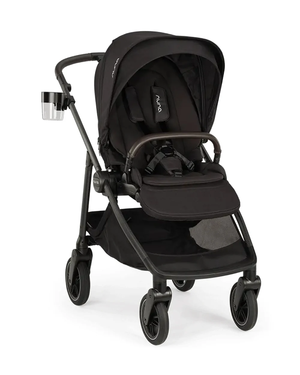 Nuna Swiv Baby Stroller-All Wheel 360 Degree Rotation-3 Positions Adjustable Parent Handle Bar-One Hand Fold-Travel System Compatible-Includes Rain Cover, Travel bag, Cup Holder & Post Adaptors-2 Years Warranty-For 0 to 4Y (Upto 22 Kg)-Caviar - Image 7