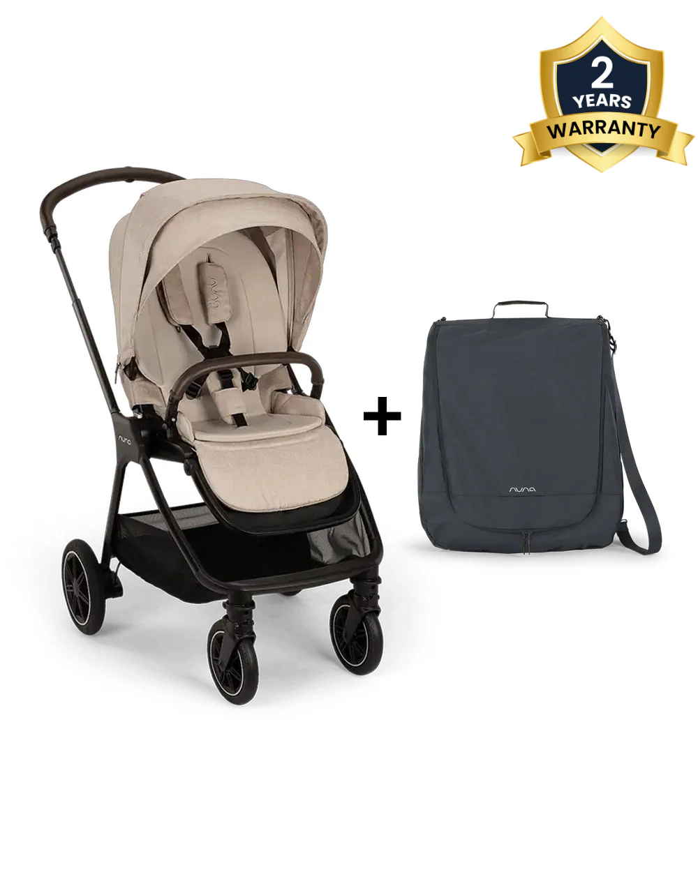 Nuna TRIV Next Stroller-With Cup Holder-Includes Travel Bag, Rain Cover & Post Adaptors-Reversible Seat-One Hand Fold-Pram for 0 to 4Y (Upto 22Kg)-Biscotti - Image 4