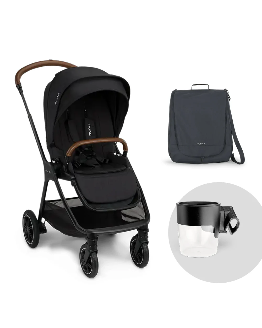 Nuna TRIV Next Stroller-With Cup Holder-Includes Travel Bag, Rain Cover & Post Adaptors-Reversible Seat-One Hand Fold-Pram for 0 to 4Y (Upto 22Kg)-Caviar