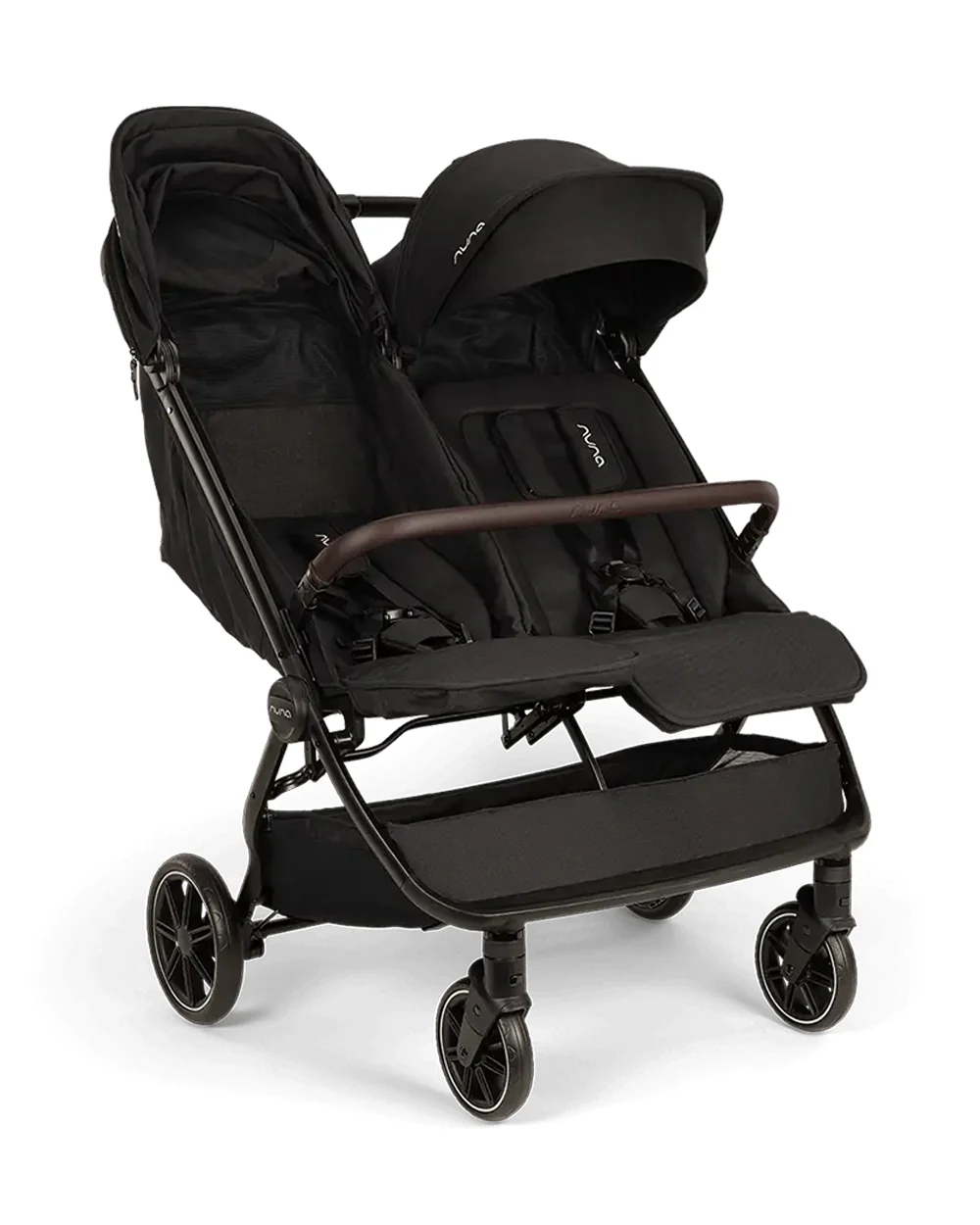 Nuna TRVL Dubl Twin Baby Stroller-Individually Adjustable Near Flat Reclining Seat-One Hand Fold-With Cup Holder-Large Storage Basket-2 Years Warranty-0 to 4Y (Upto 22 Kg)-Caviar - Image 10