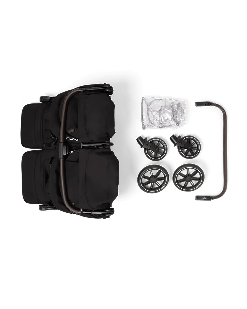 Nuna TRVL Dubl Twin Baby Stroller-Individually Adjustable Near Flat Reclining Seat-One Hand Fold-With Cup Holder-Large Storage Basket-2 Years Warranty-0 to 4Y (Upto 22 Kg)-Caviar - Image 28