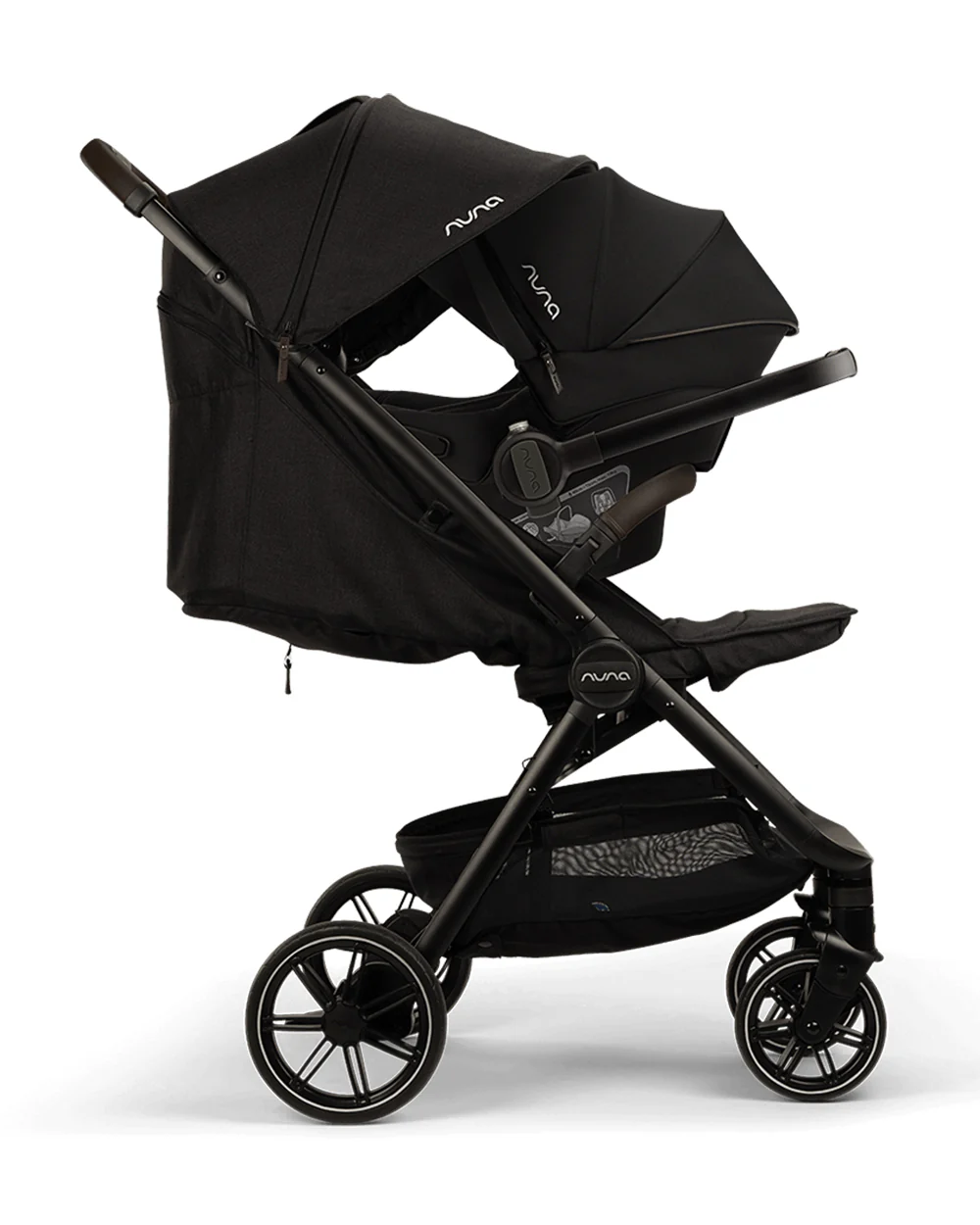 Nuna TRVL LX Cabin Friendly Baby Stroller-With Cup Holder-One Hand Fold-Big Rear Wheels-Car Seat Compatible-Includes Rain Cover & Travel Bag-2 Years Warranty-Pram for 0 to 4Y (Upto 22Kg)-Caviar - Image 18