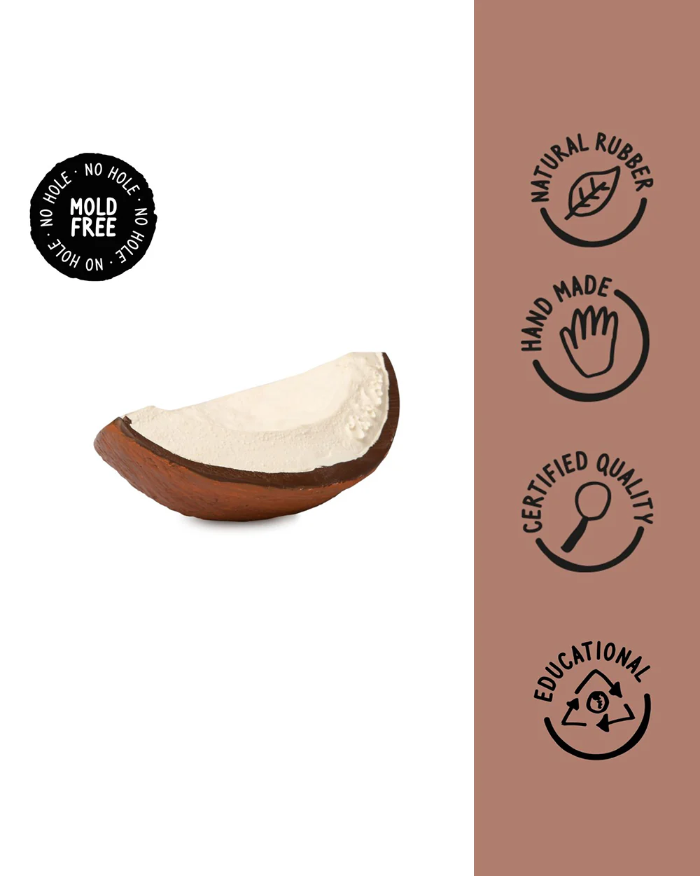 Oli & Carol Coco The Coconut-Natural Rubber Teether-Soft & Flexible-0M+ - Image 2