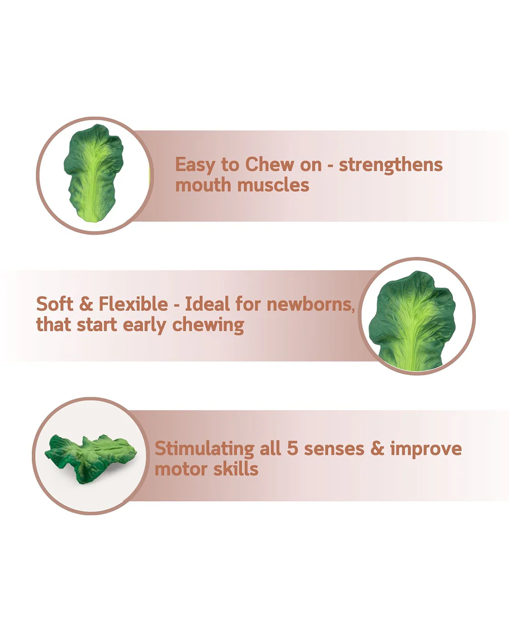 Oli & Carol Kendall The Kale-Natural Rubber Teether-Soft & Flexible-0M+ - Image 5
