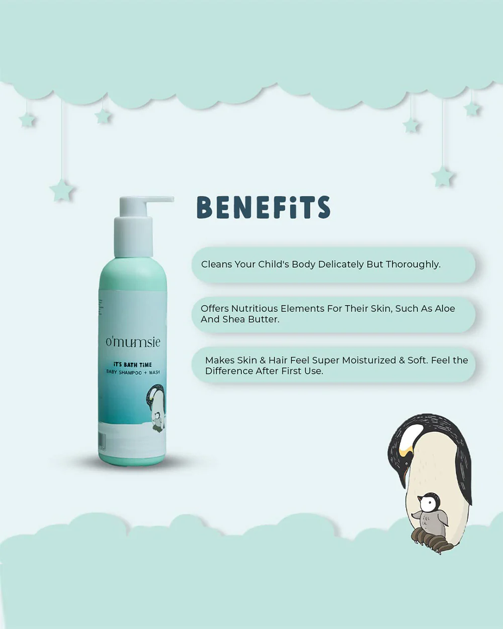 O'mumsie Baby Shampoo & Body Wash-Top To Toe Wash-With Shea Butter & Aloe Vera - Image 4