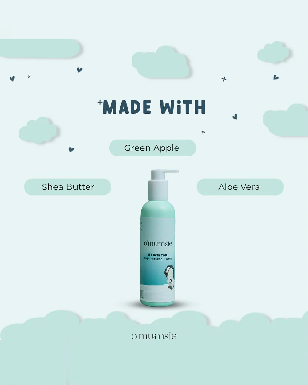 O'mumsie Baby Shampoo & Body Wash-Top To Toe Wash-With Shea Butter & Aloe Vera - Image 7
