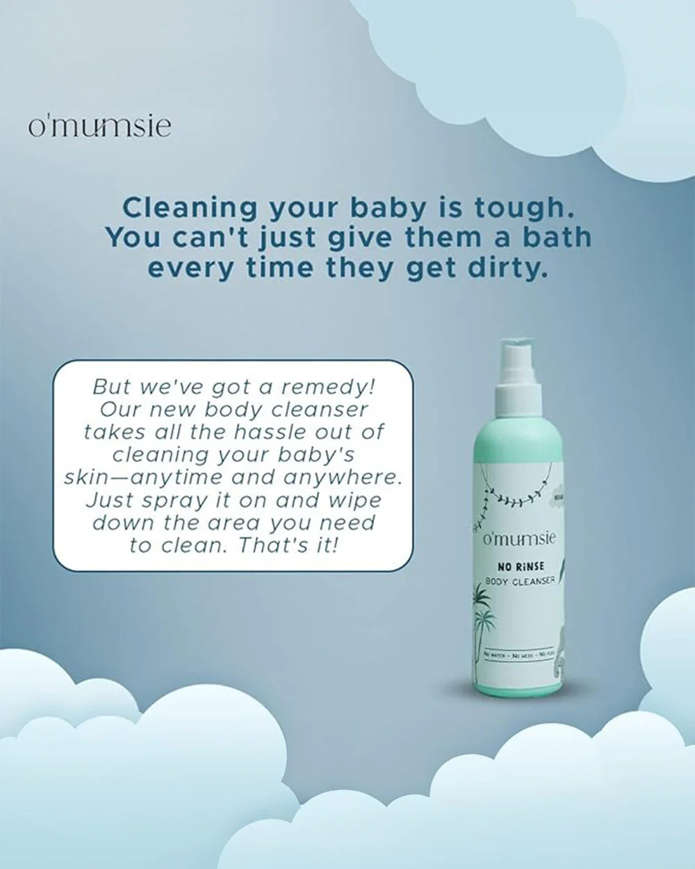 O'mumsie Face & Body Butter Baby Cream (100ml) & O'mumsie No-rinse Body Cleanser-Baby Body Wash (250ml) - Image 16