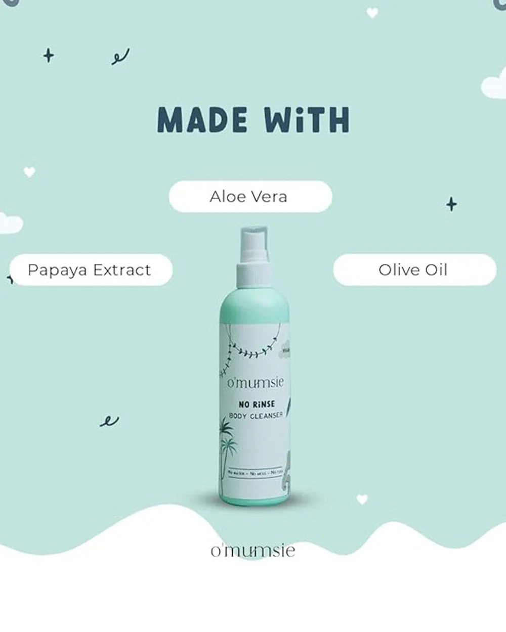 O'mumsie Face & Body Butter Baby Cream (100ml) & O'mumsie No-rinse Body Cleanser-Baby Body Wash (250ml) - Image 18