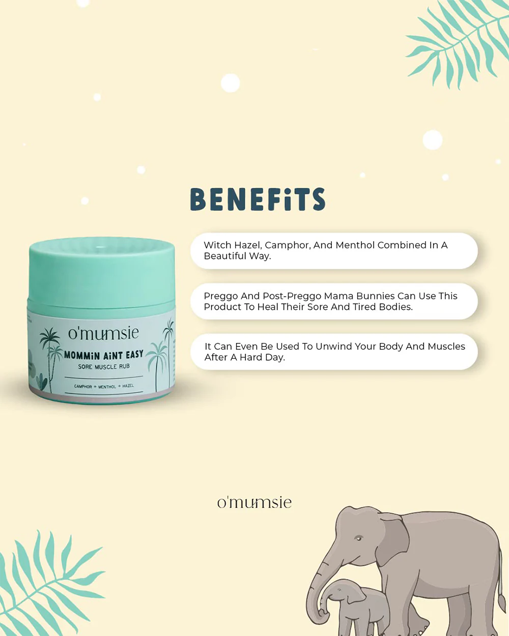 O'mumsie Sore Muscle Rub-With Camphor, Menthol & Hazel-Pregnancy Safe - Image 4