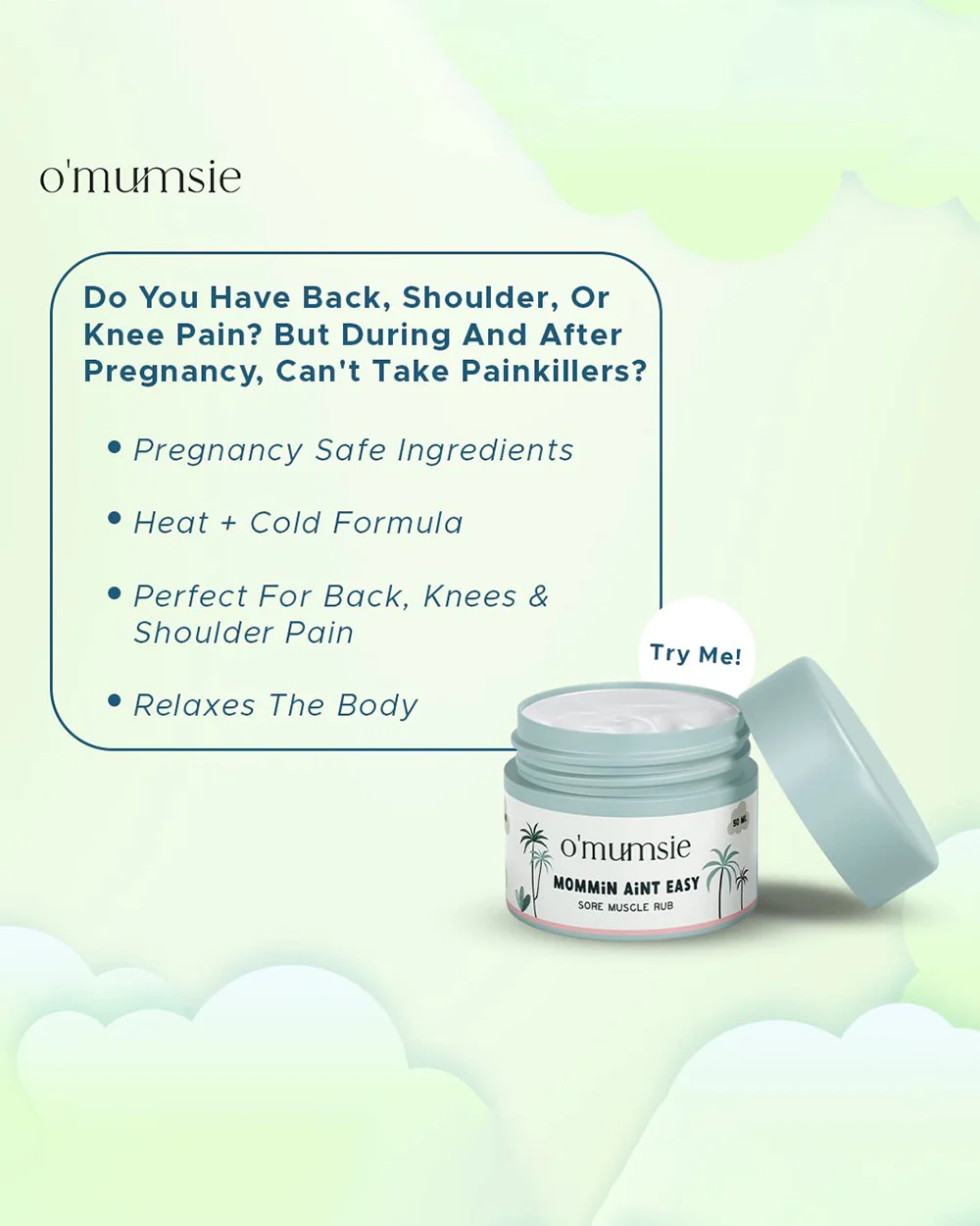 O'mumsie Sore Muscle Rub-With Camphor, Menthol & Hazel-Pregnancy Safe - Image 2