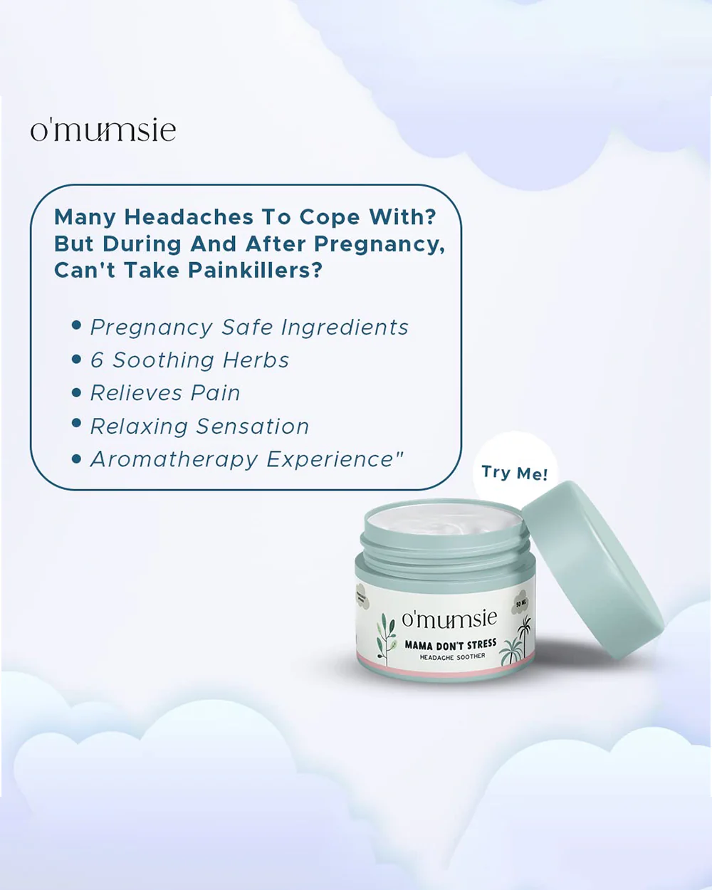 O'mumsie Headache Soother Balm-With Menthol Crystals & Lavender-Pregnancy Safe - Image 2