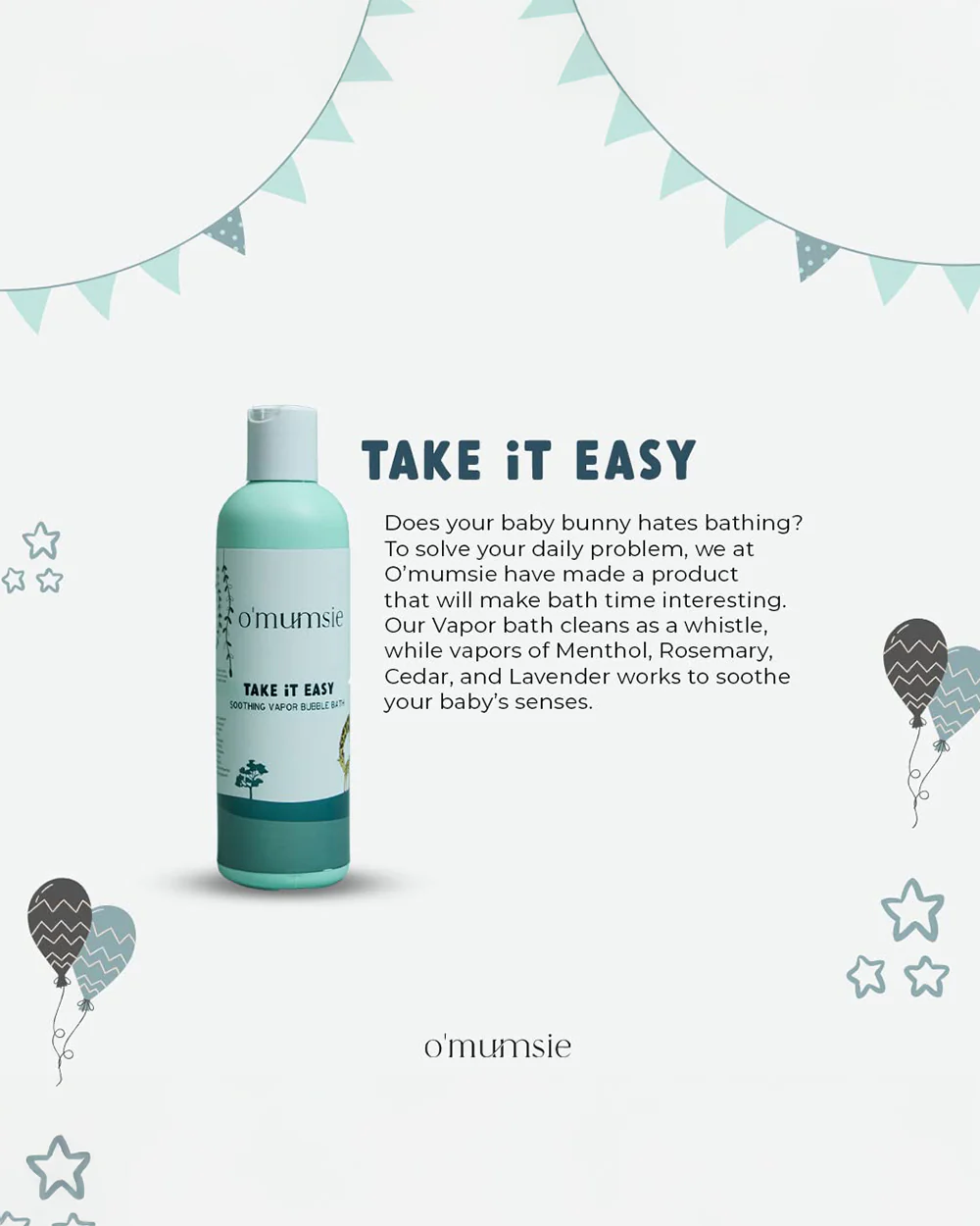 O'mumsie Vapor Baby Bubble Bath-Baby Body Wash-With Lavender & Rosemary Oil - Image 6