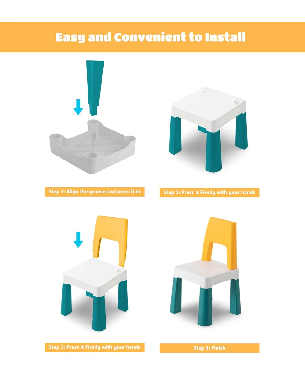 OPlus Learning Chair for Kids-Yellow and Blue-12M+ - Image 5