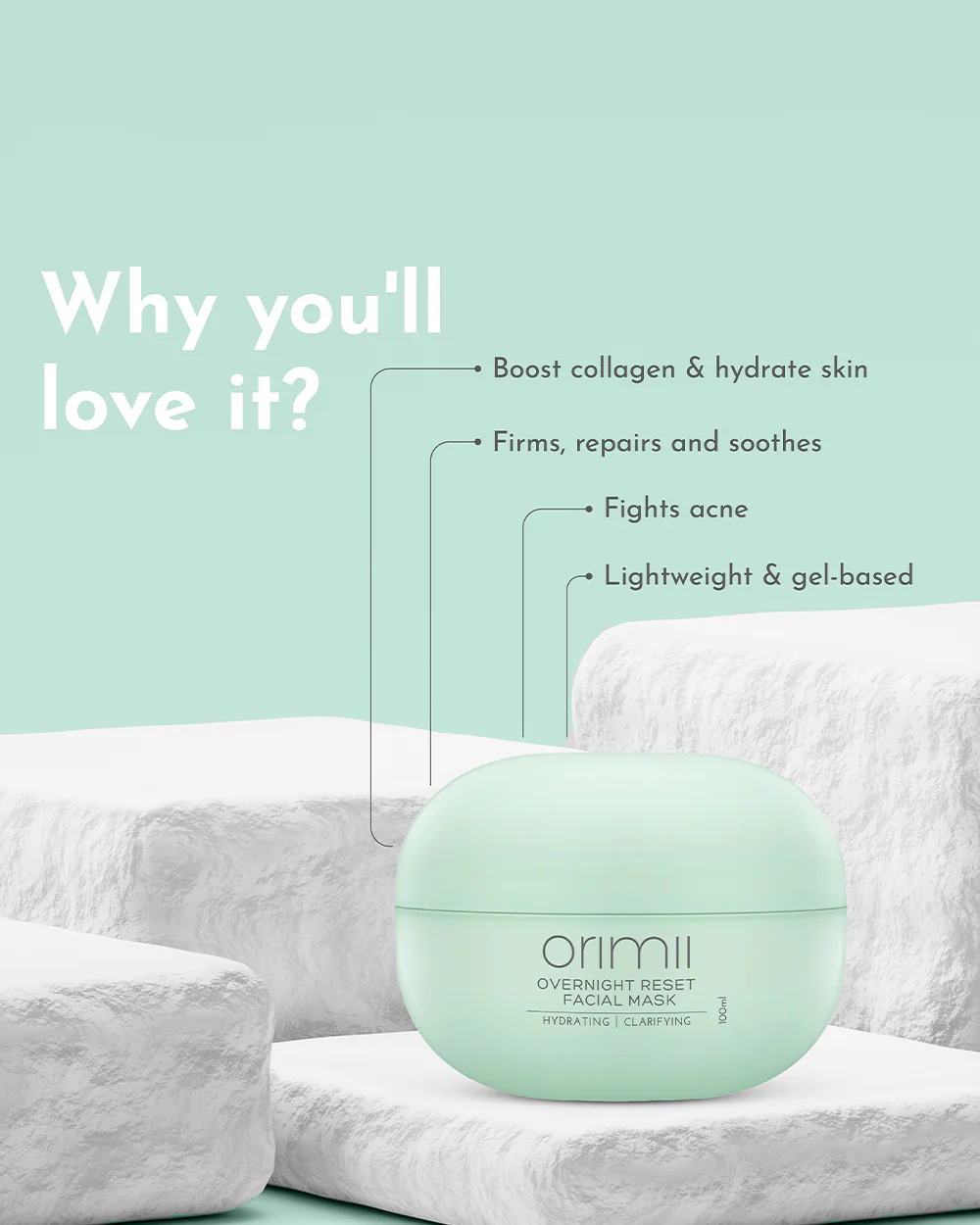 Orimii Overnight Reset Facial Mask-Moisturizes, Soothes, Repairs-Pregnancy & Breastfeeding Safe - Image 2