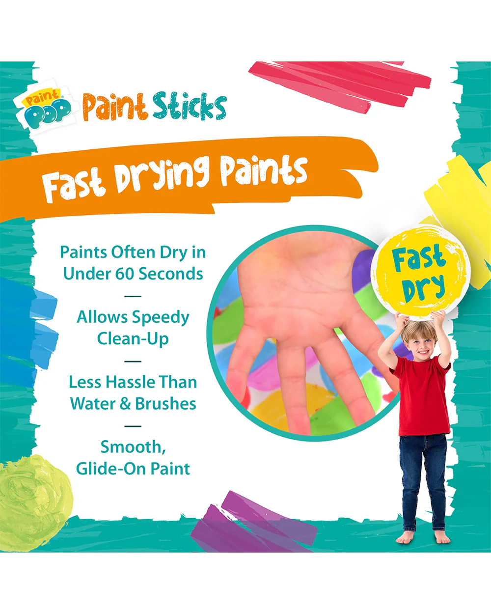 Paint Pop Classic Quick Dry Paint Sticks-Pack of 12-Non-Toxic & Mess Free-Art & Craft Kit-18M+ - Image 11