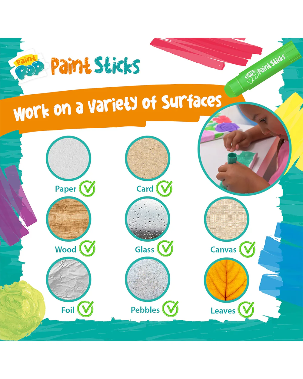 Paint Pop Classic Quick Dry Paint Sticks-Pack Of 6-Non-Toxic & Mess Free-Art & Craft Kit-18M+ - Image 11