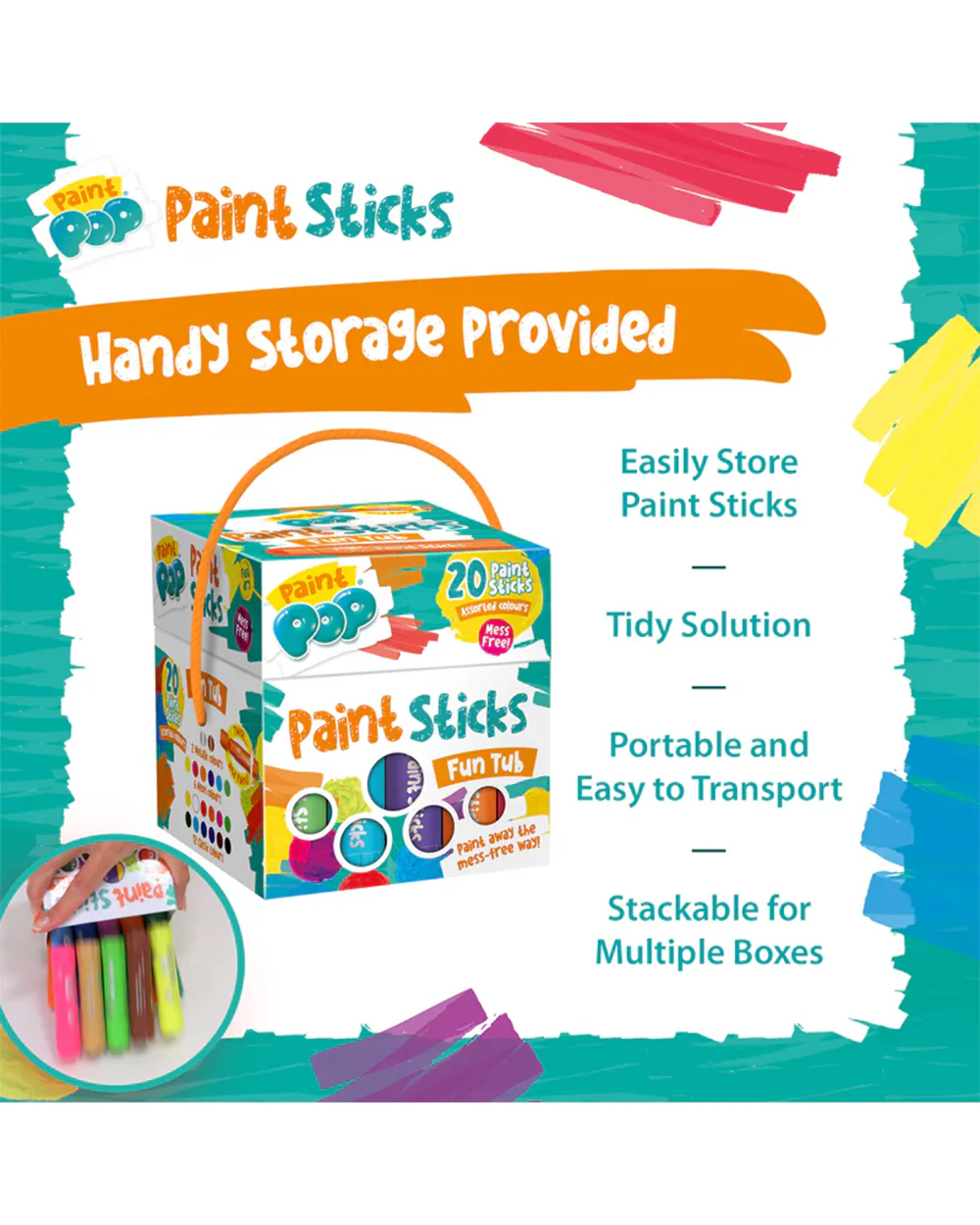 Paint Pop Fun Tub Quick Dry Paint Sticks-Pack of 20-Non-Toxic & Mess Free-Art & Craft Kit-18M+ - Image 13