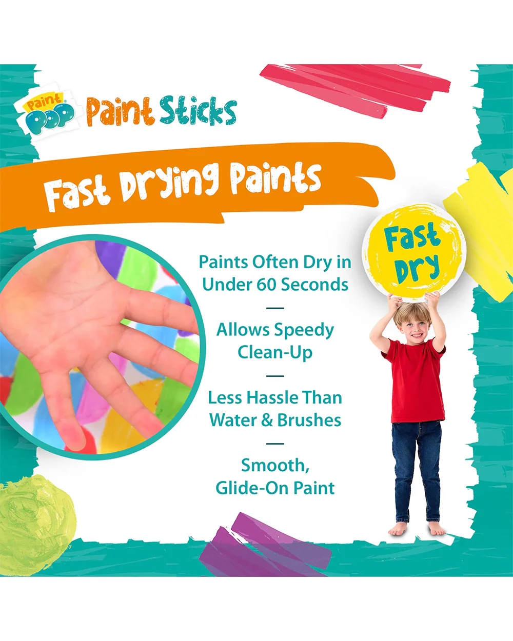 Paint Pop Metallic Quick Dry Paint Sticks-Pack Of 6-Non-Toxic & Mess Free-Art & Craft Kit-18M+ - Image 13