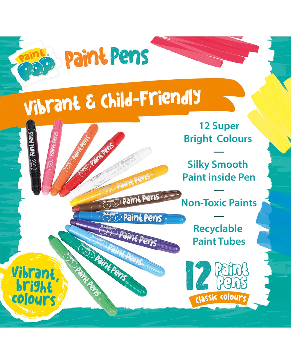 Paint Pop Quick Dry Paint Pens-Pack of 12-Non-Toxic & Mess Free-Art & Craft Kit-18M+ - Image 8