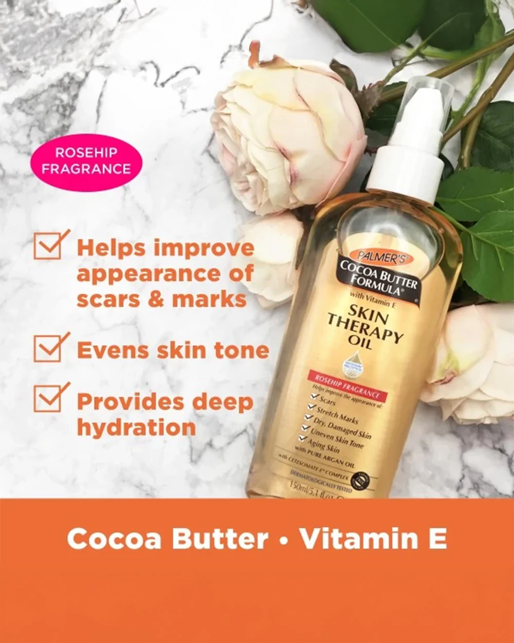 Palmer's Skin Therapy Oil Rosehip-For Body & Face Care-Cocoa Butter Formula with Vitamin E-Pregnancy Safe - Image 8