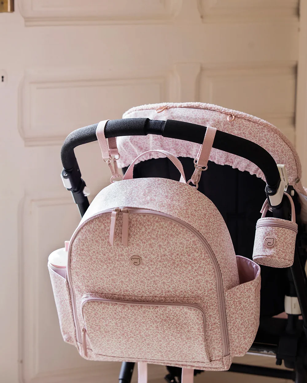 Pasito a Pasito Flower Mellow Diaper Backpack-With Changing Mat & Stroller Hooks-Rose Pink - Image 9