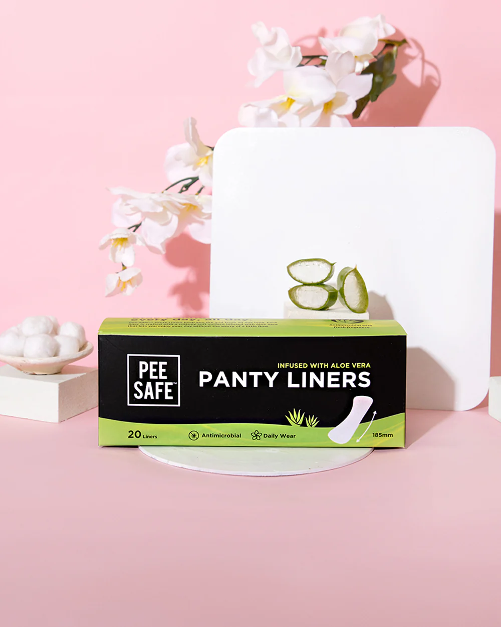 PEESAFE Panty Liners-185mm-For Spotting & Light Flow-Antimicrobial-Infused With Aloe Vera - Image 6