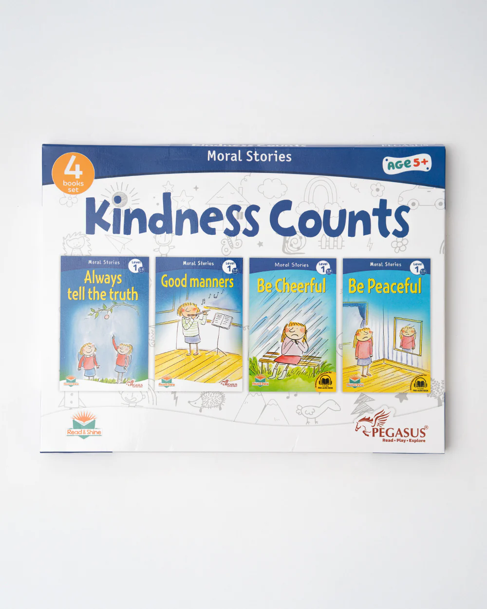 Pegasus Moral Stories Books-Kindness Counts-Set of 4 Colorful Story Book-Develop Social Values-Learning & Educational Toys-36M+