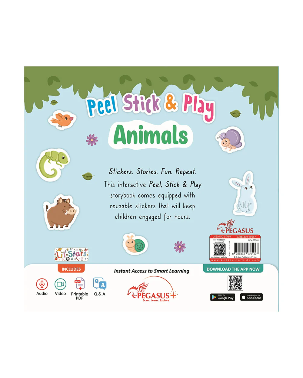 Pegasus Peel Stick & Play Animal Sticker Book-10 Interactive Pages-Art and Craft Kit-24M+ - Image 2