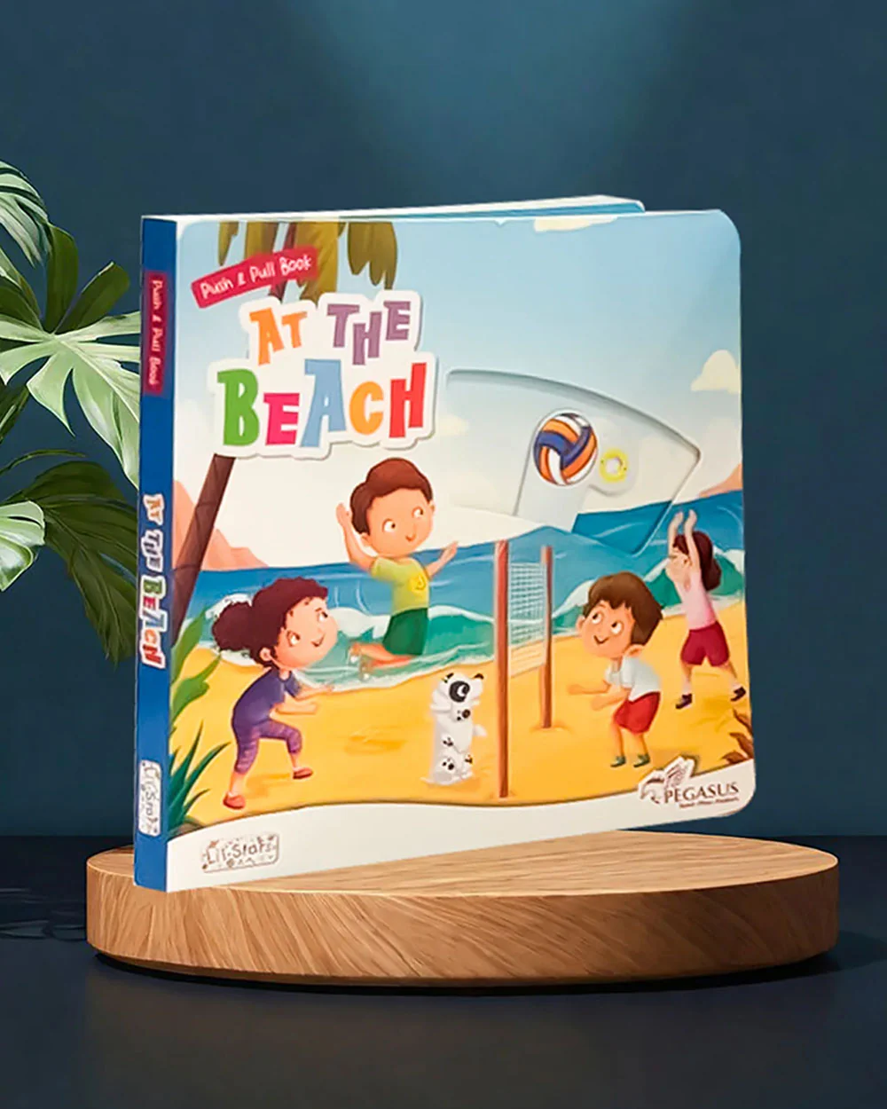Pegasus Push & Pull Book-At The Beach-8 Interactive Pages with Sliding Tabs-Develops Visual Recognition-Learning & Educational Toys-24M+