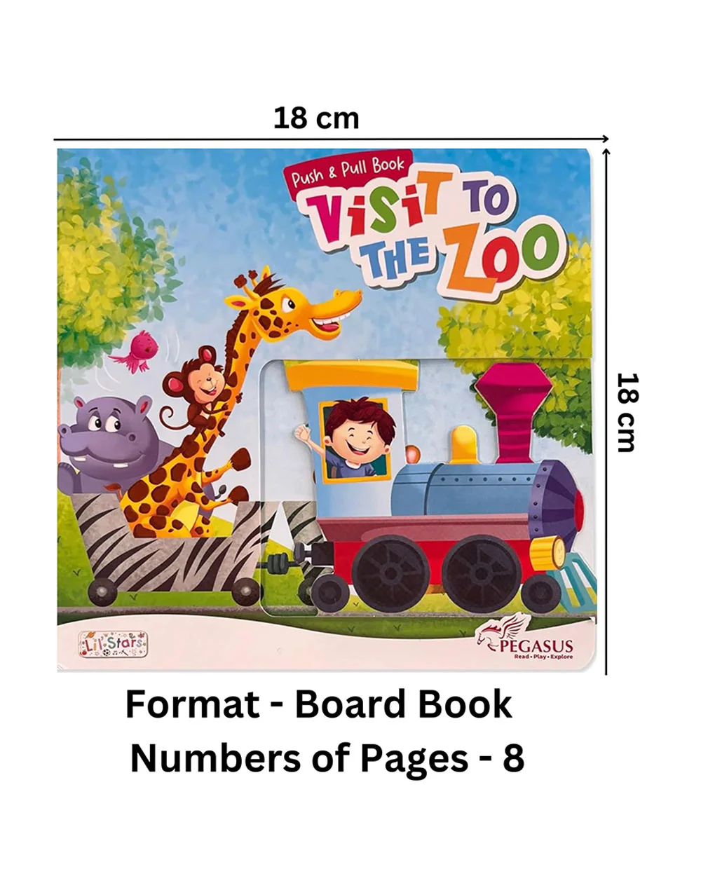 Pegasus Push & Pull Book-Visit To The Zoo-8 Interactive Pages with Sliding Tabs-Develops Visual Recognition-Learning & Educational Toys-24M+ - Image 2